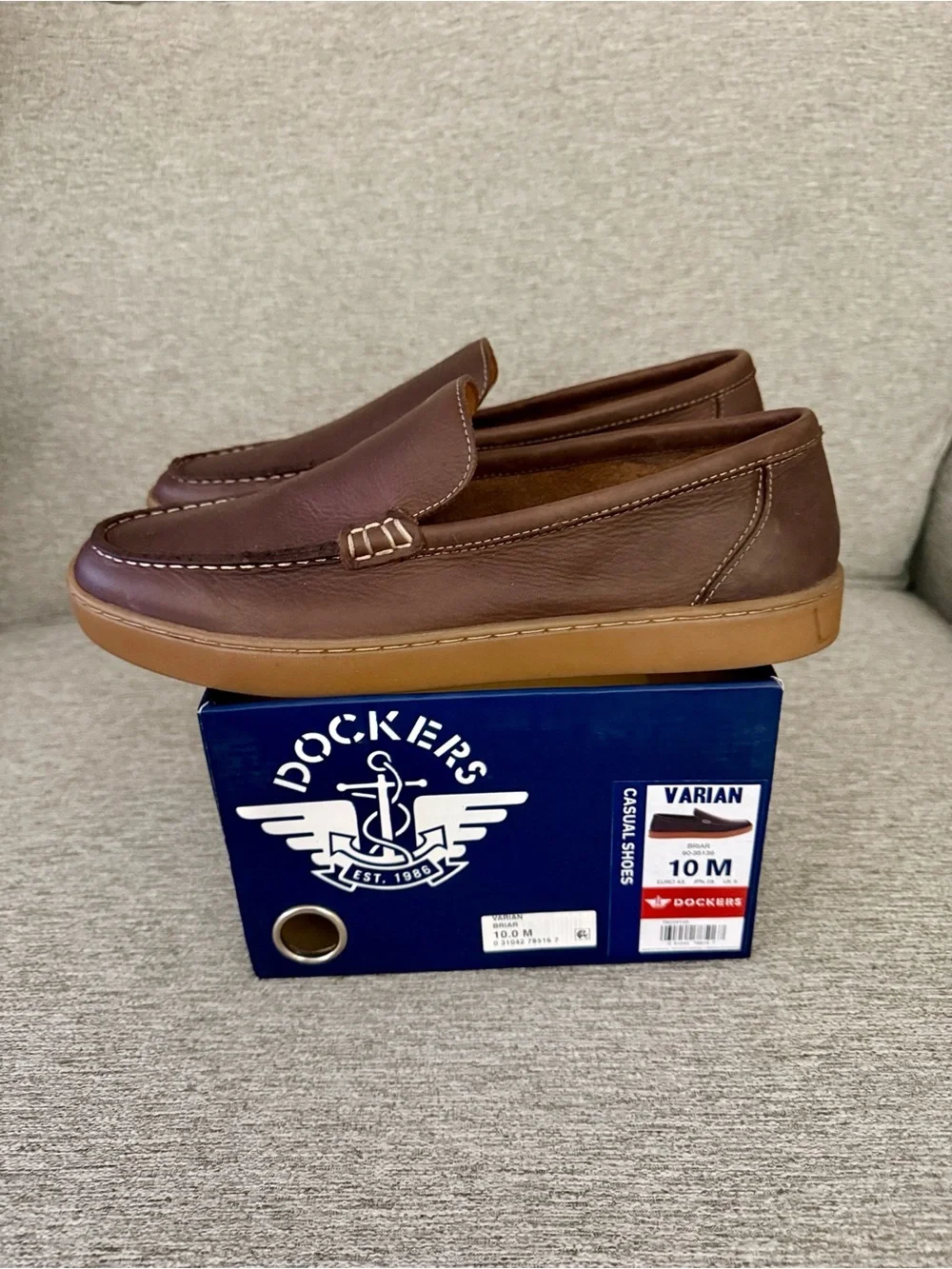 Dockers Brown Leather Slip-On Loafers with Tan Sole